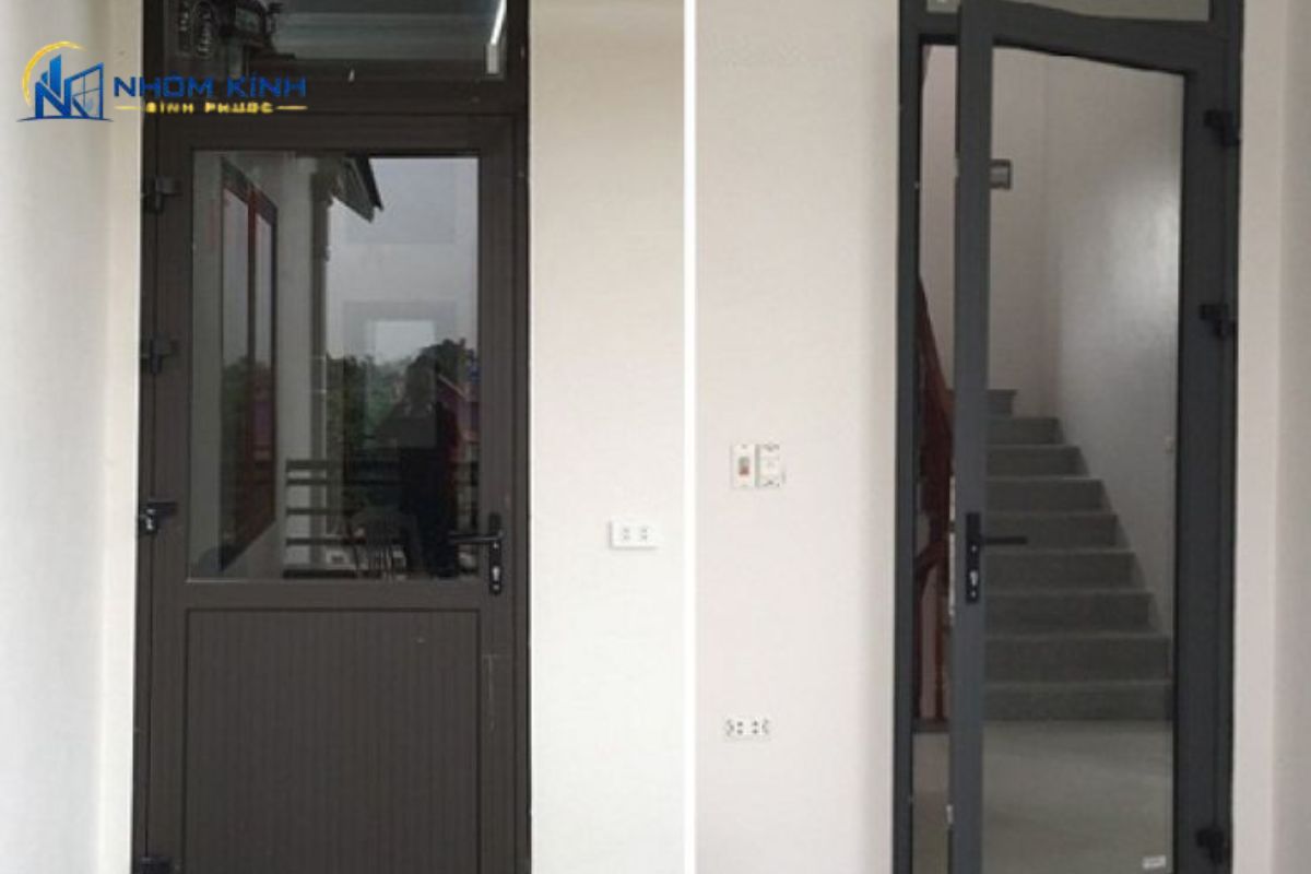 Cửa nhôm Xingfa 1 cánh mở quay phù hợp làm cửa thông phòng cho phòng ngủ, phòng làm việc, kho và các khu vực phụ
