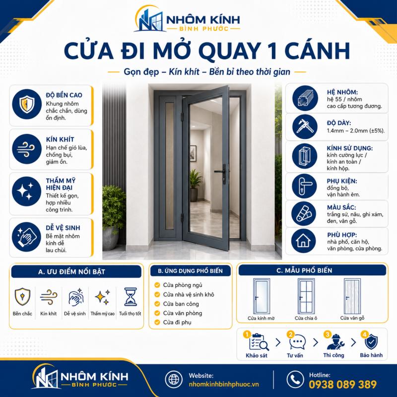 Cửa đi mở quay 1 cánh