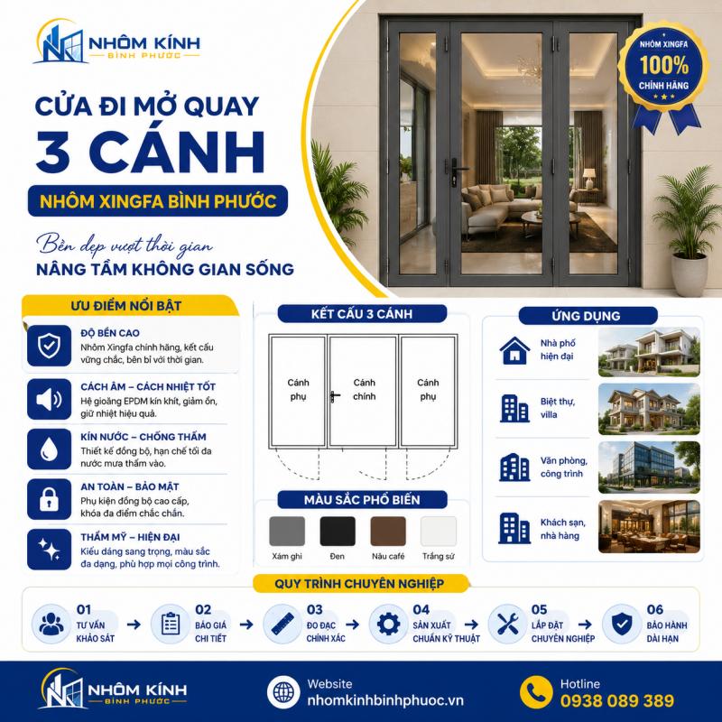 Cửa đi mở quay 3 cánh