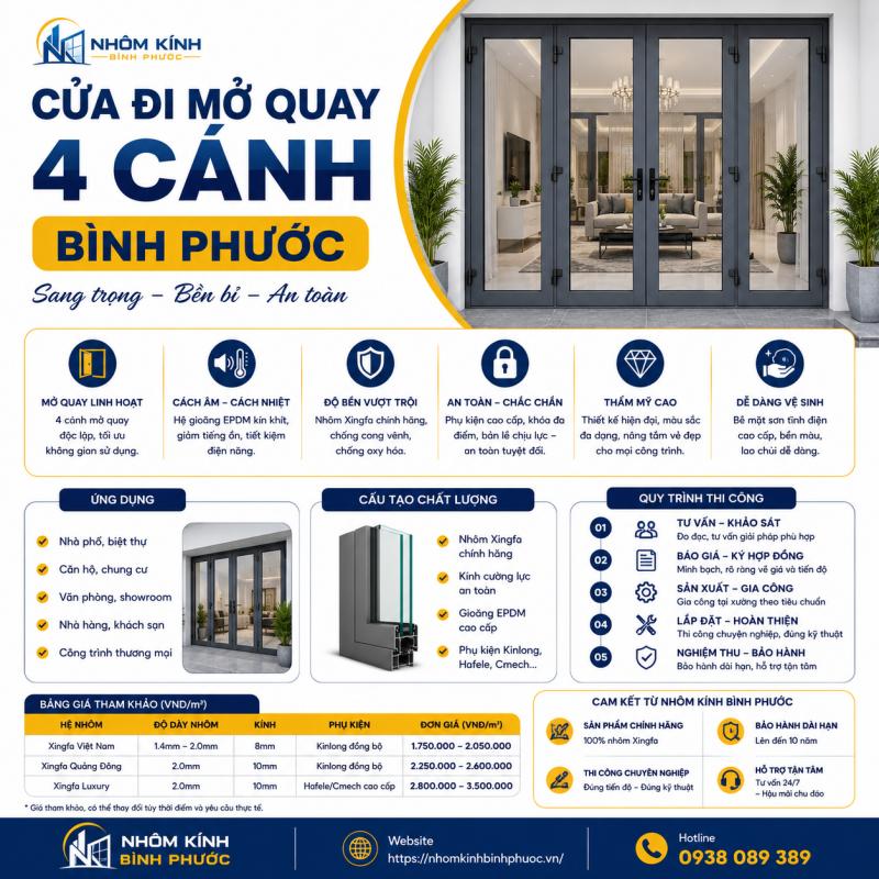 Cửa đi mở quay 4 cánh
