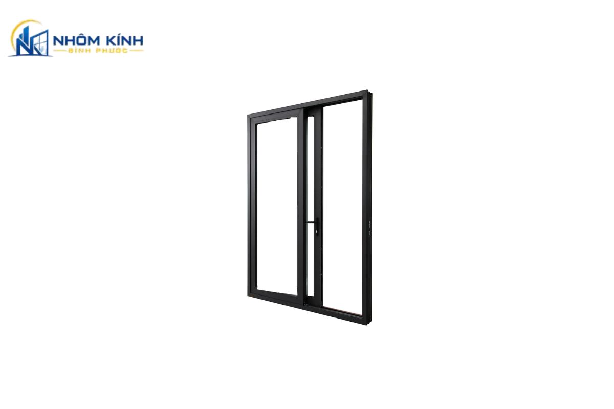 Cửa đi mở trượt 1 cánh di chuyển ngang trên ray, không chiếm khoảng mở phía trước và cần đủ phần tường bên cạnh để cánh trượt hết