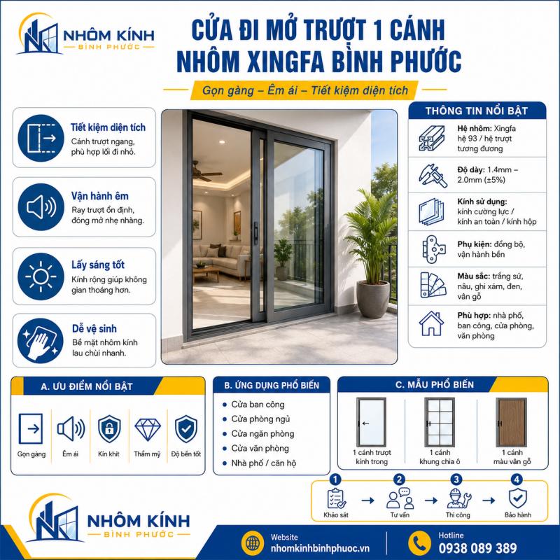 Cửa đi mở trượt 1 cánh
