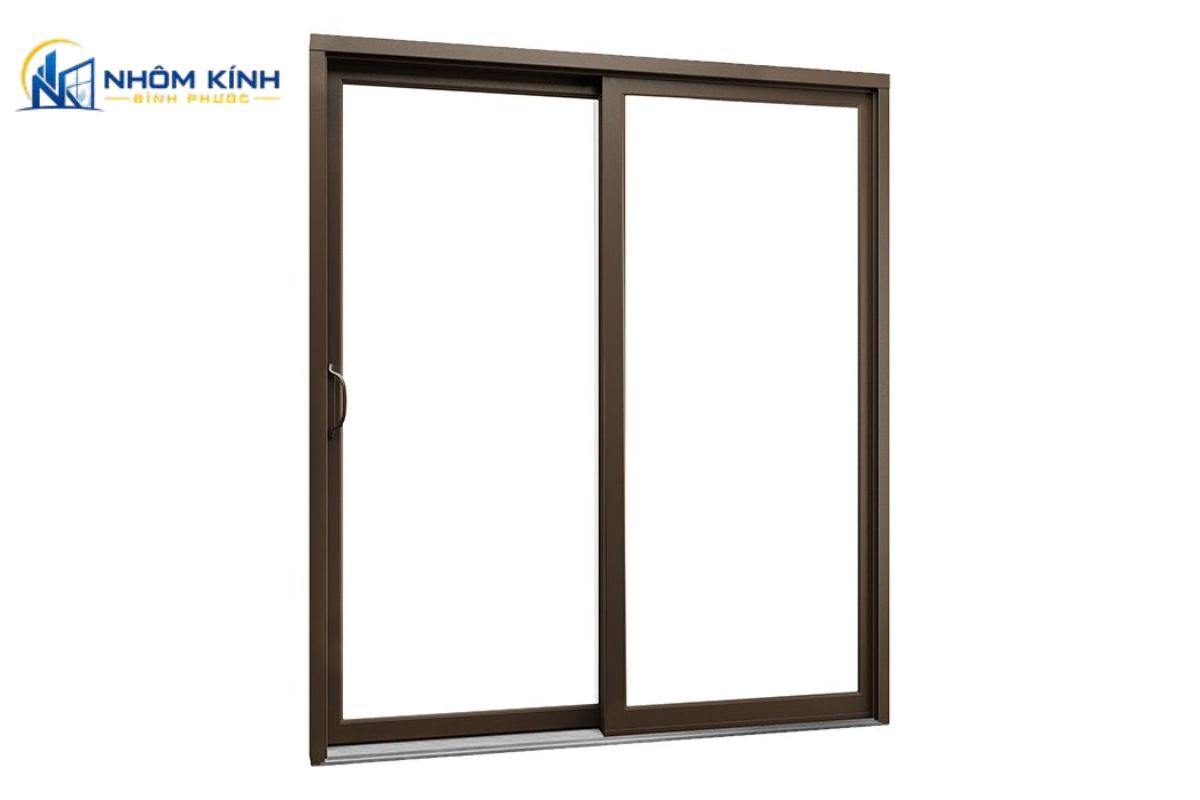 Cửa nhôm trượt 2 cánh dùng để ngăn phòng khách với bếp hoặc phòng ăn, giúp phân chia không gian linh hoạt, tiết kiệm diện tích và hỗ trợ hạn chế mùi, tiếng động