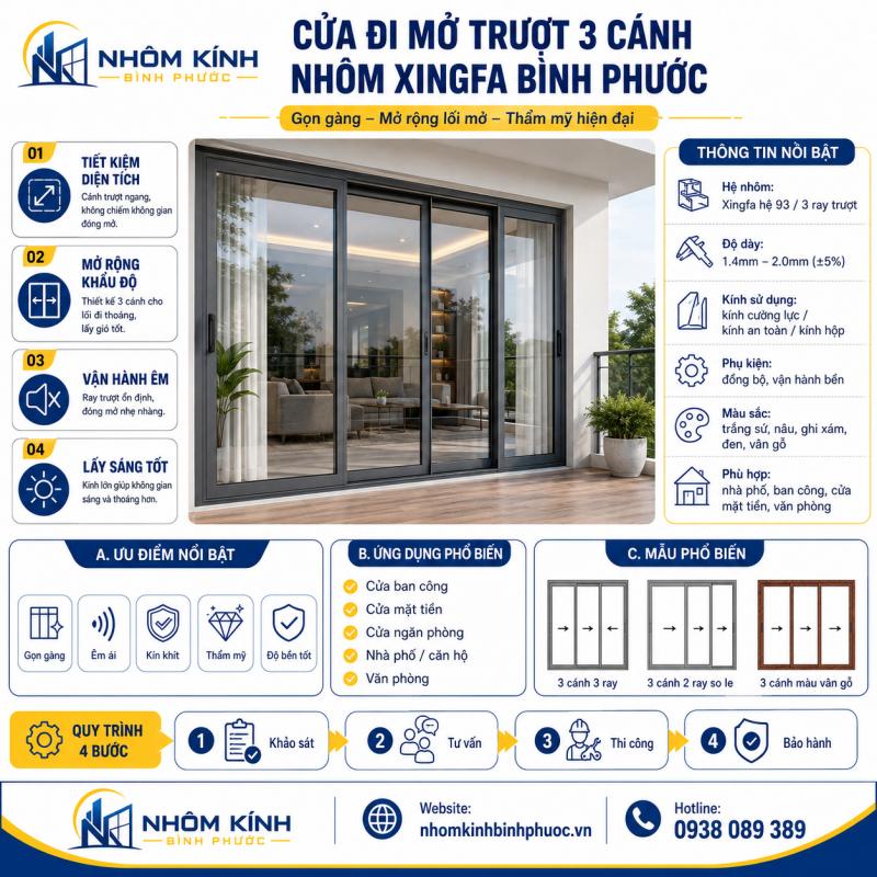 Cửa đi mở trượt 3 cánh