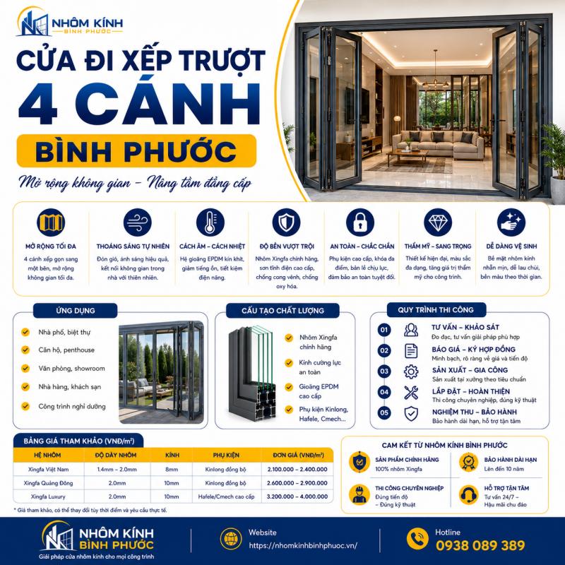 Cửa đi xếp trượt 4 cánh