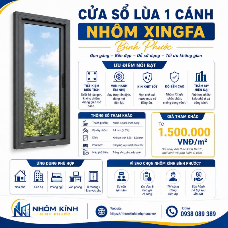 Cửa sổ lùa 1 cánh